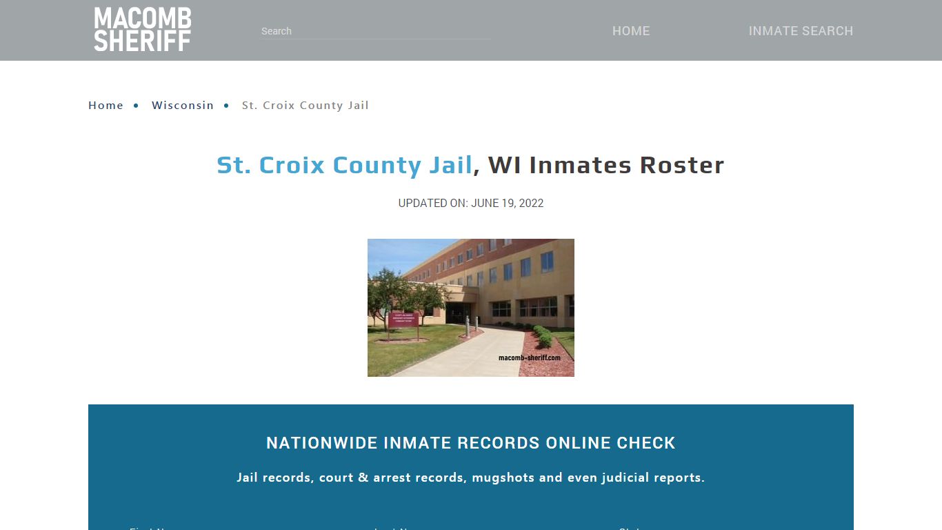 St. Croix County Jail, WI Jail Roster, Name Search