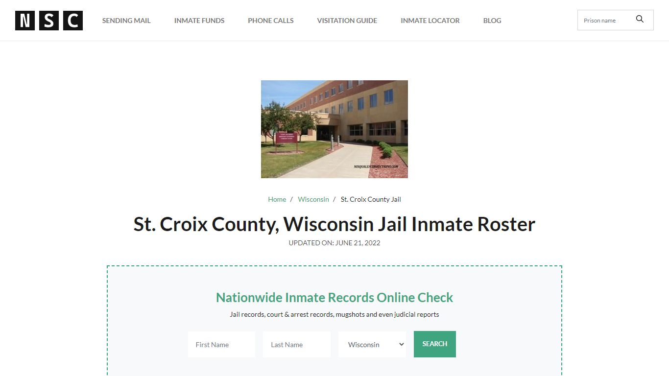 St. Croix County, Wisconsin Jail Inmate List